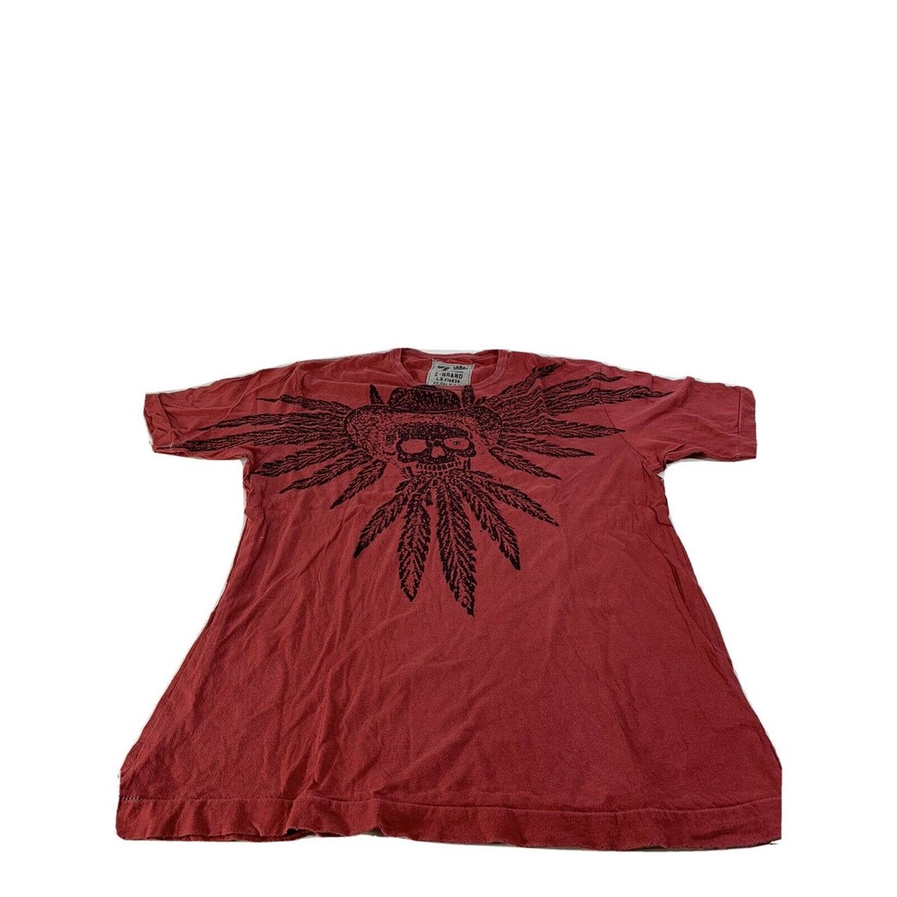 Z Brand Mens Shirt Red Skull Feather Print Sz XL